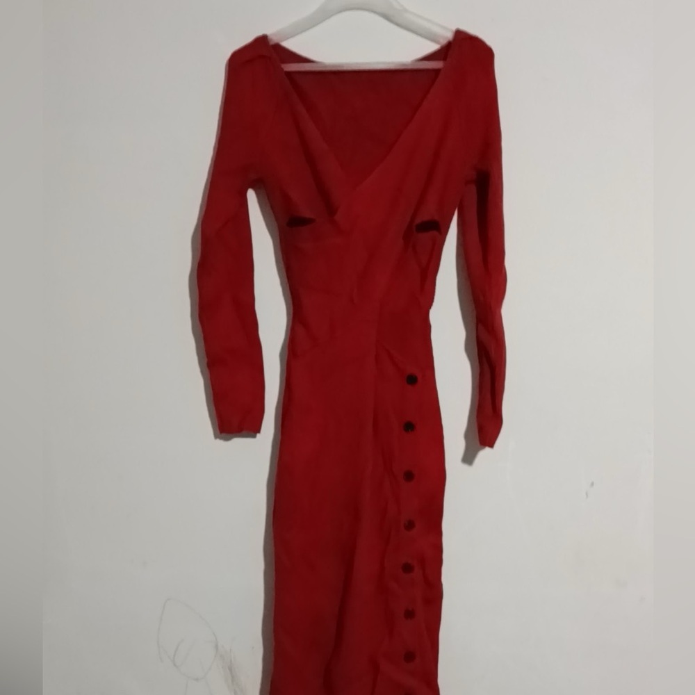 Ada Miss Cherry red knit dress with buttoned details - Picture 7 of 7